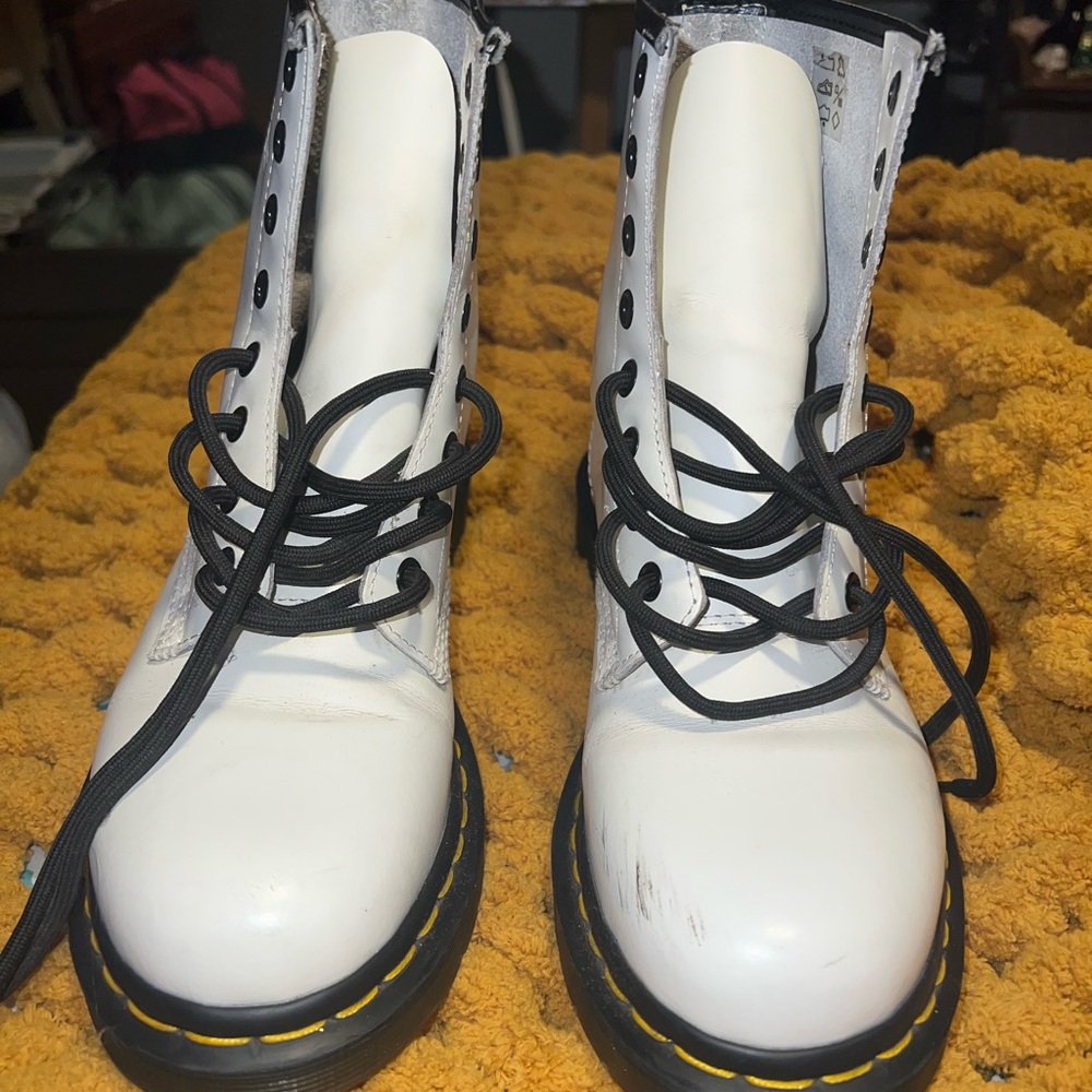 Dr. Martens White and Black Combat Boots